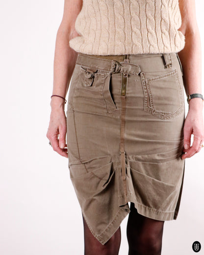00's Marithé + Francois Girbaud Ruched Cotton Skirt S