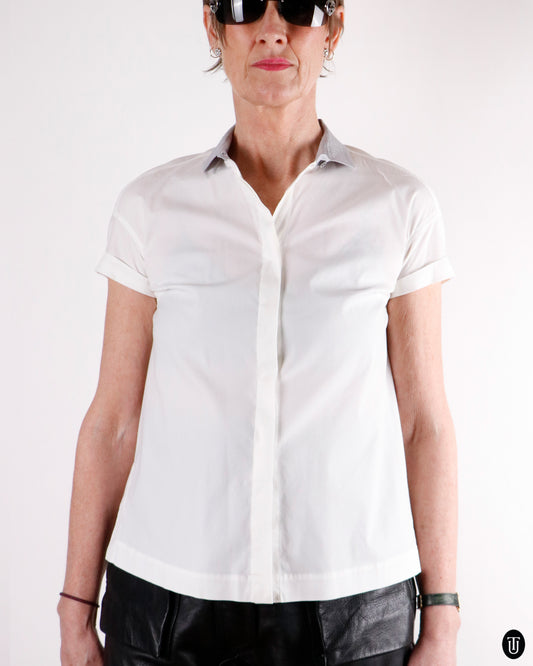 00's Brunello Cucinelli White Cotton-blend Shirt S