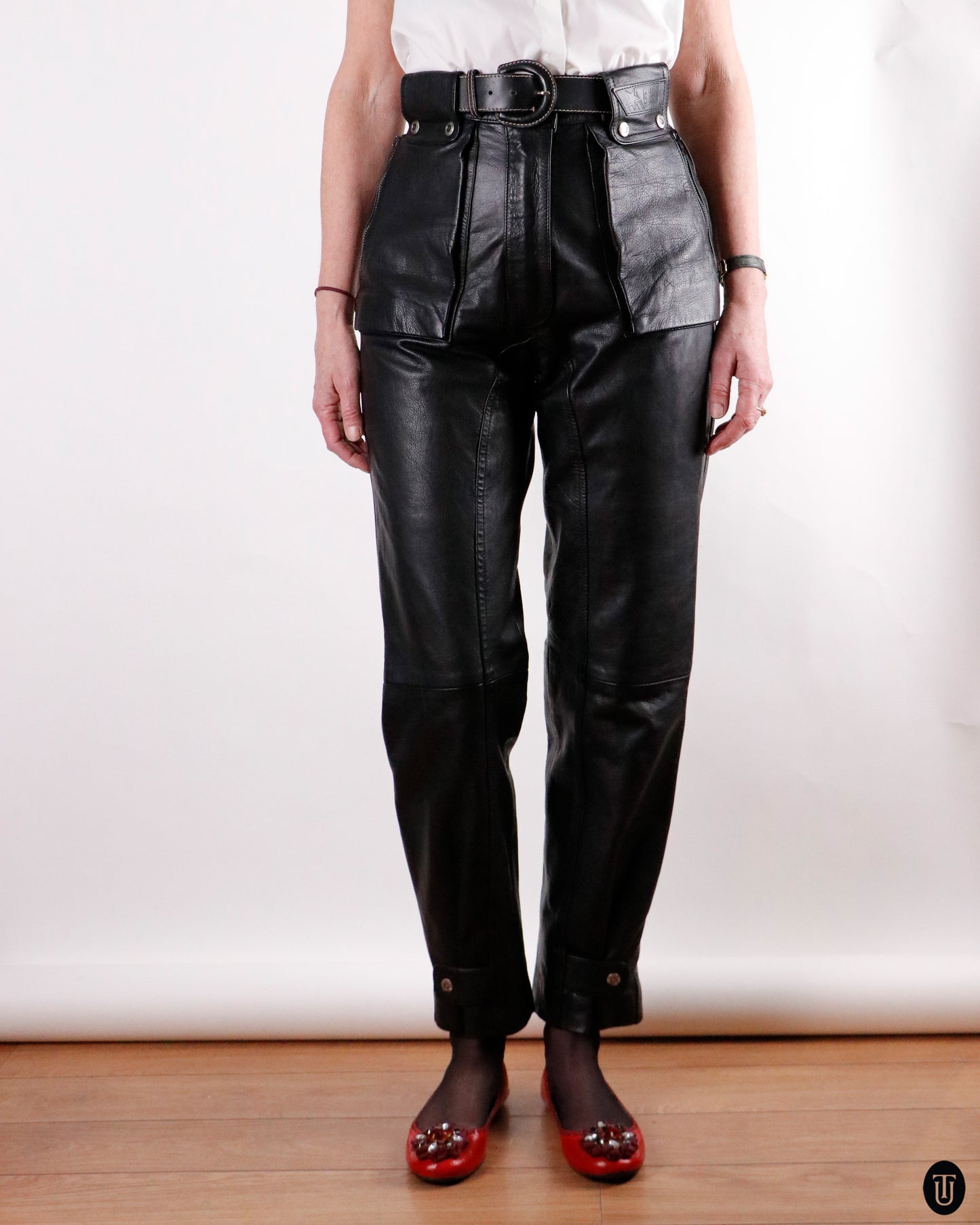 90's Chi Moda Leather Cigarette Trousers M