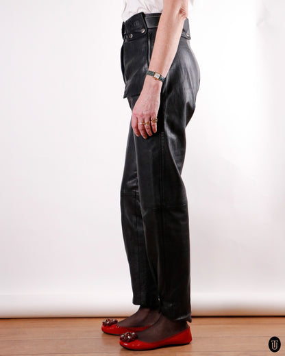 90's Chi Moda Leather Cigarette Trousers M