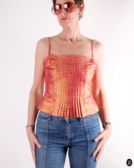 00's Sportmax Iridescent Silk Pleated Camisole