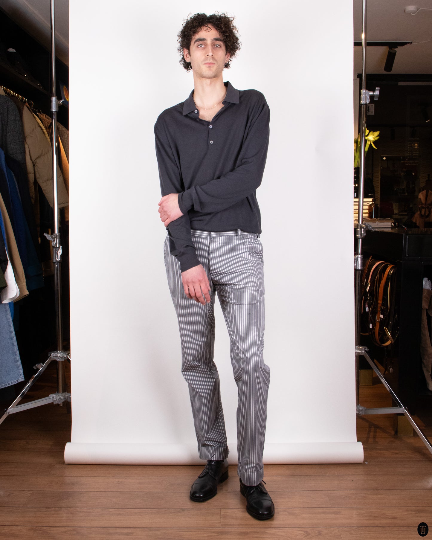 00's Romeo Gigli Blue Striped Trousers M