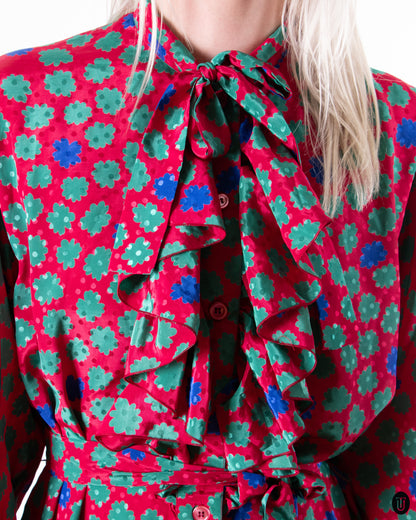 70's Pierre Balmain Ruffle Dress M