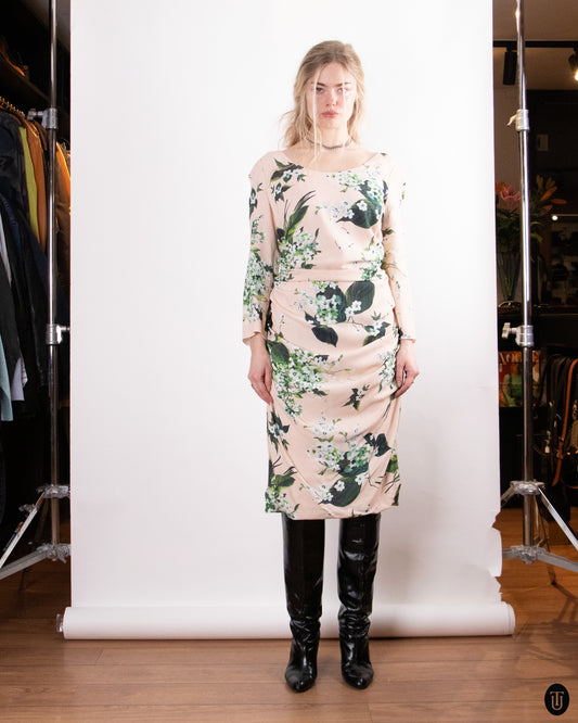 00's Dolce & Gabbana Pink Silk Floral Dress L