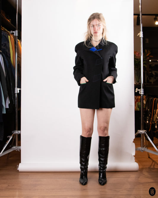 80's Claude Montana Black Wool Blazer M