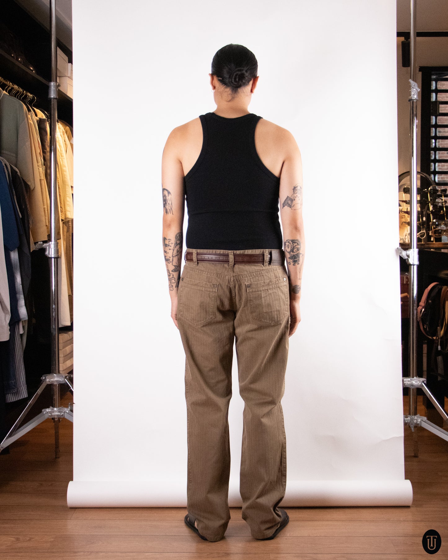 00's Burberry Brown Cotton Slacks M