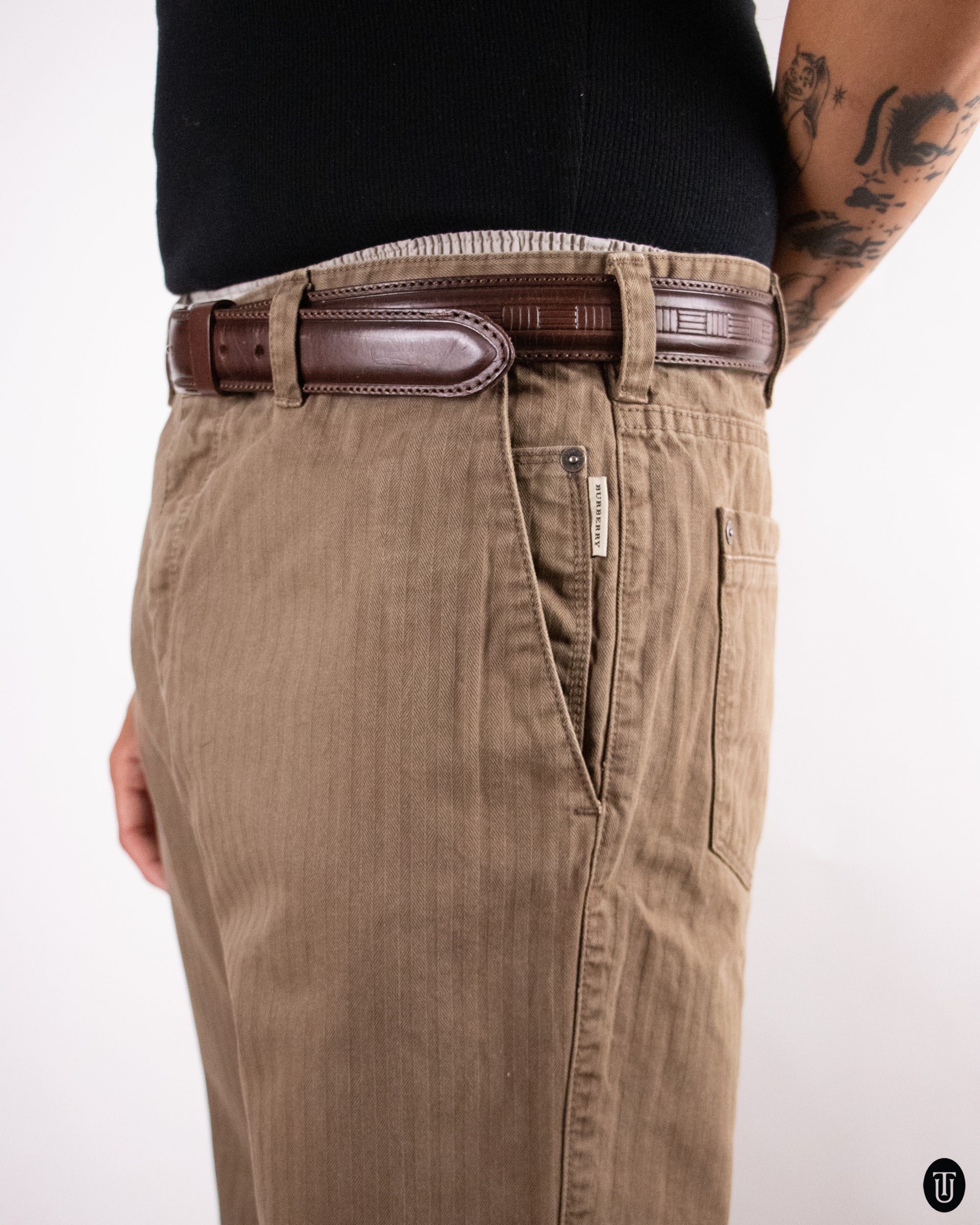 00's Burberry Brown Cotton Slacks M