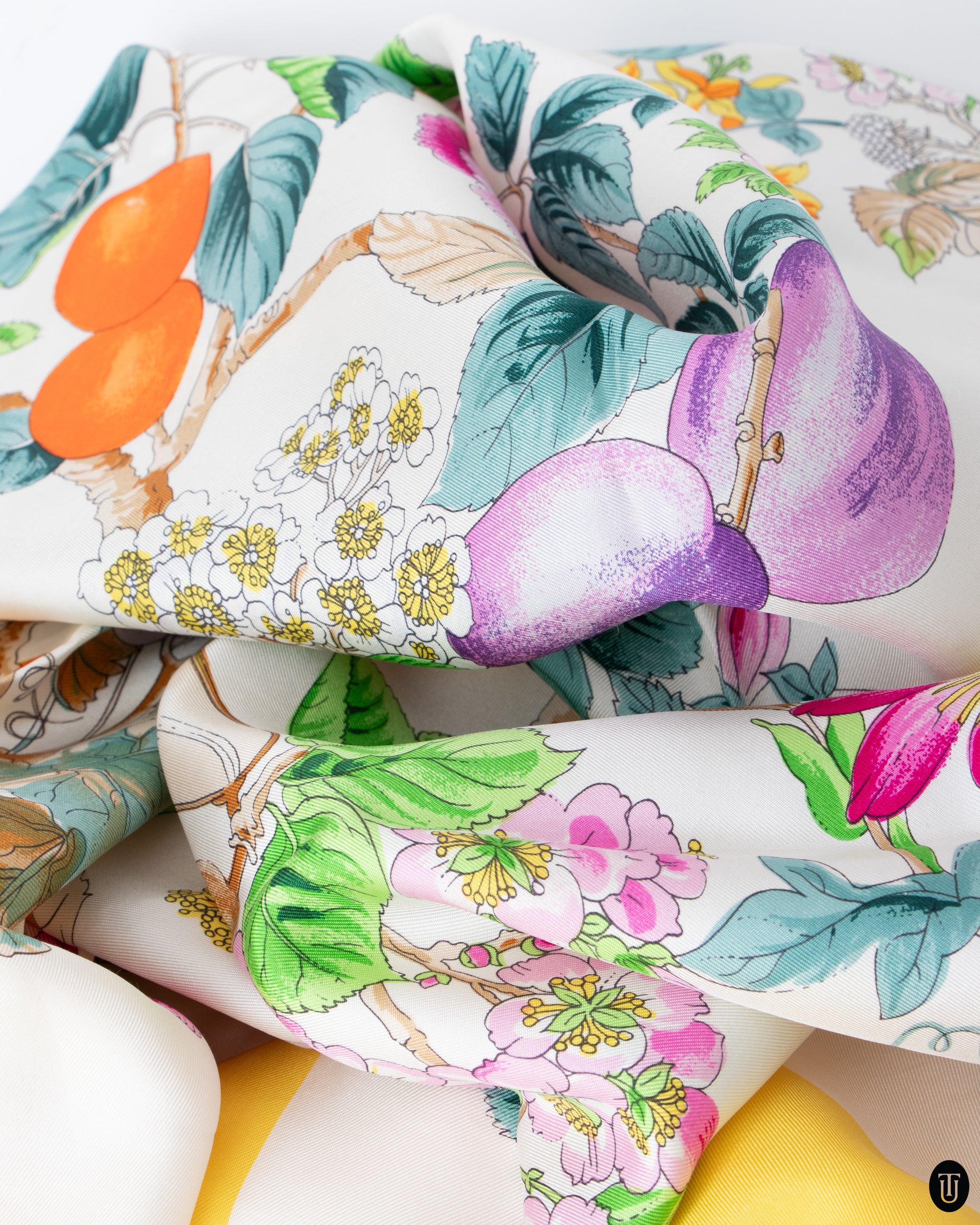 90's Gucci Fruits and Flowers Silk Scarf