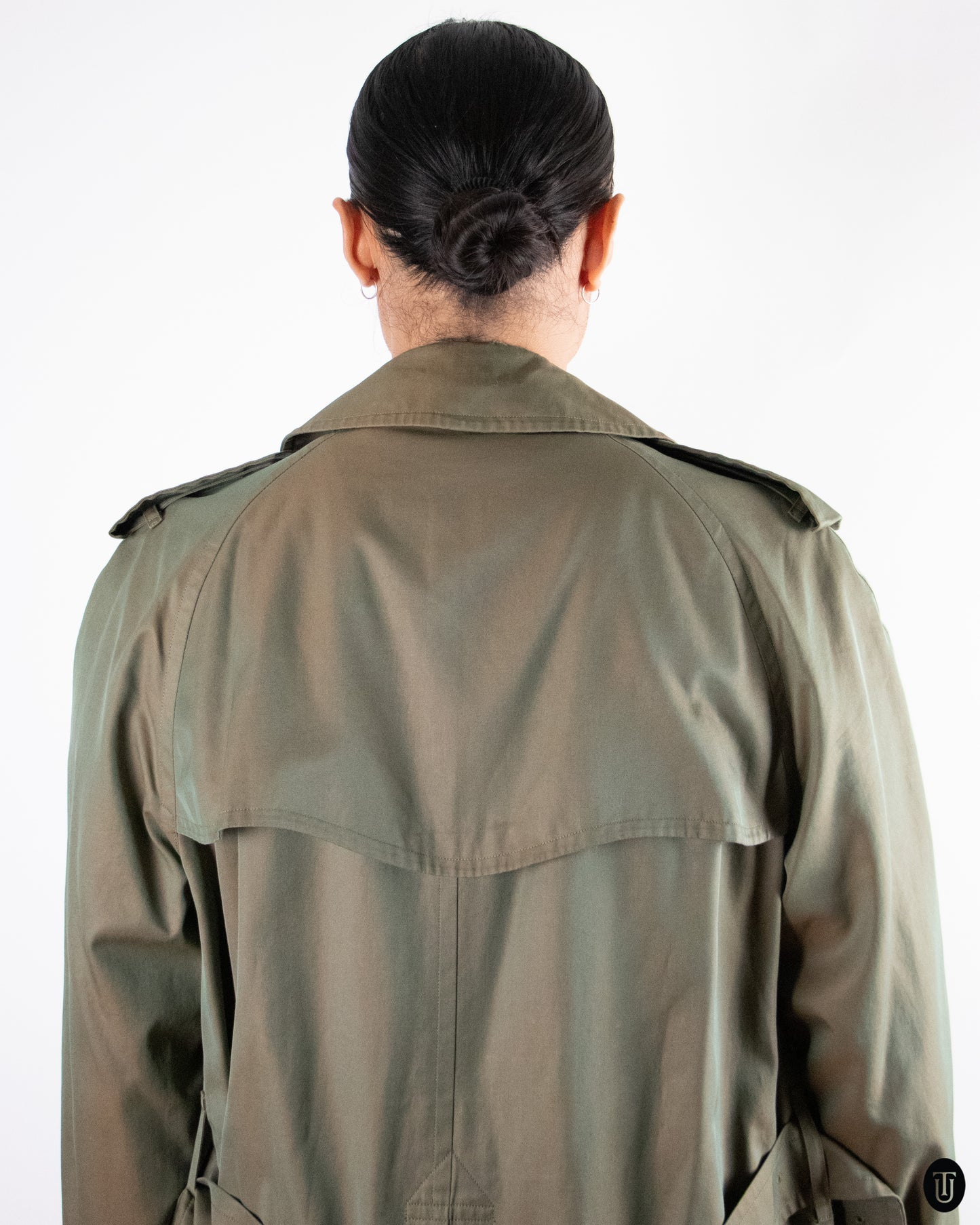 70's Burberry Khaki Sheen Trench Coat S