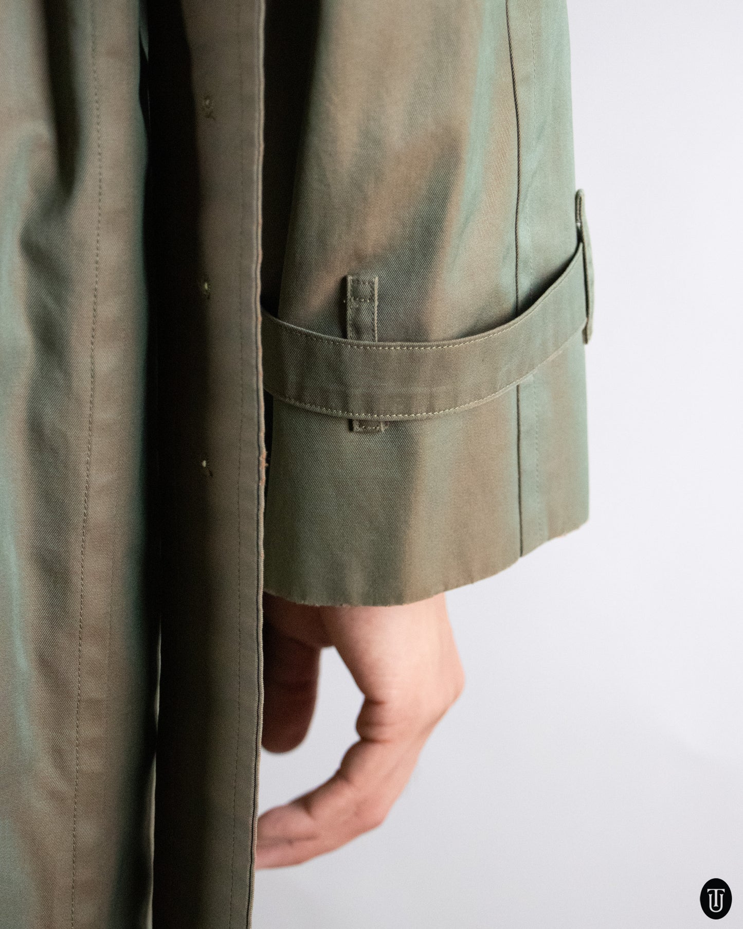 70's Burberry Khaki Sheen Trench Coat S