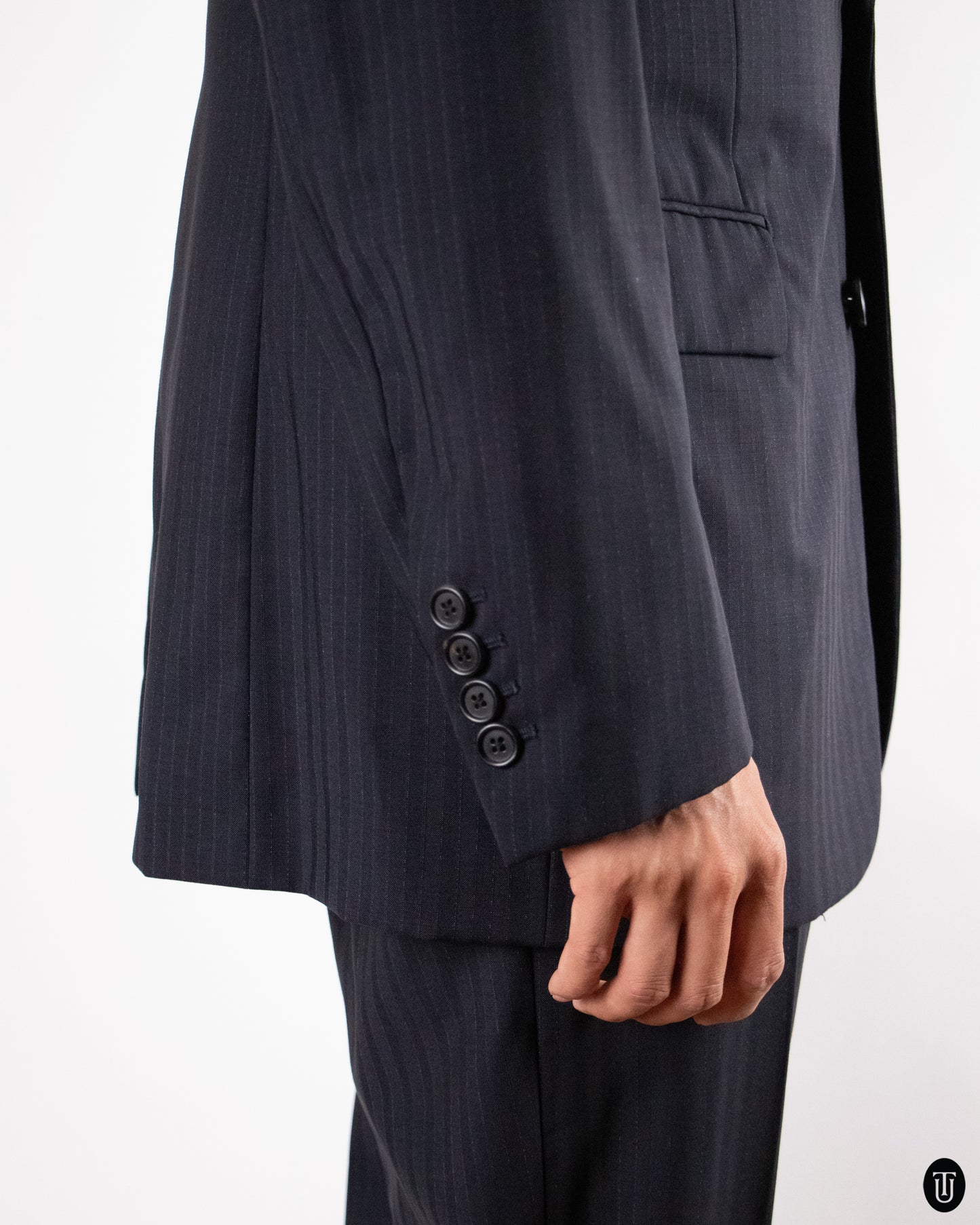90's Dior Hedi Slimane Striped Wool and Mohair Suit S