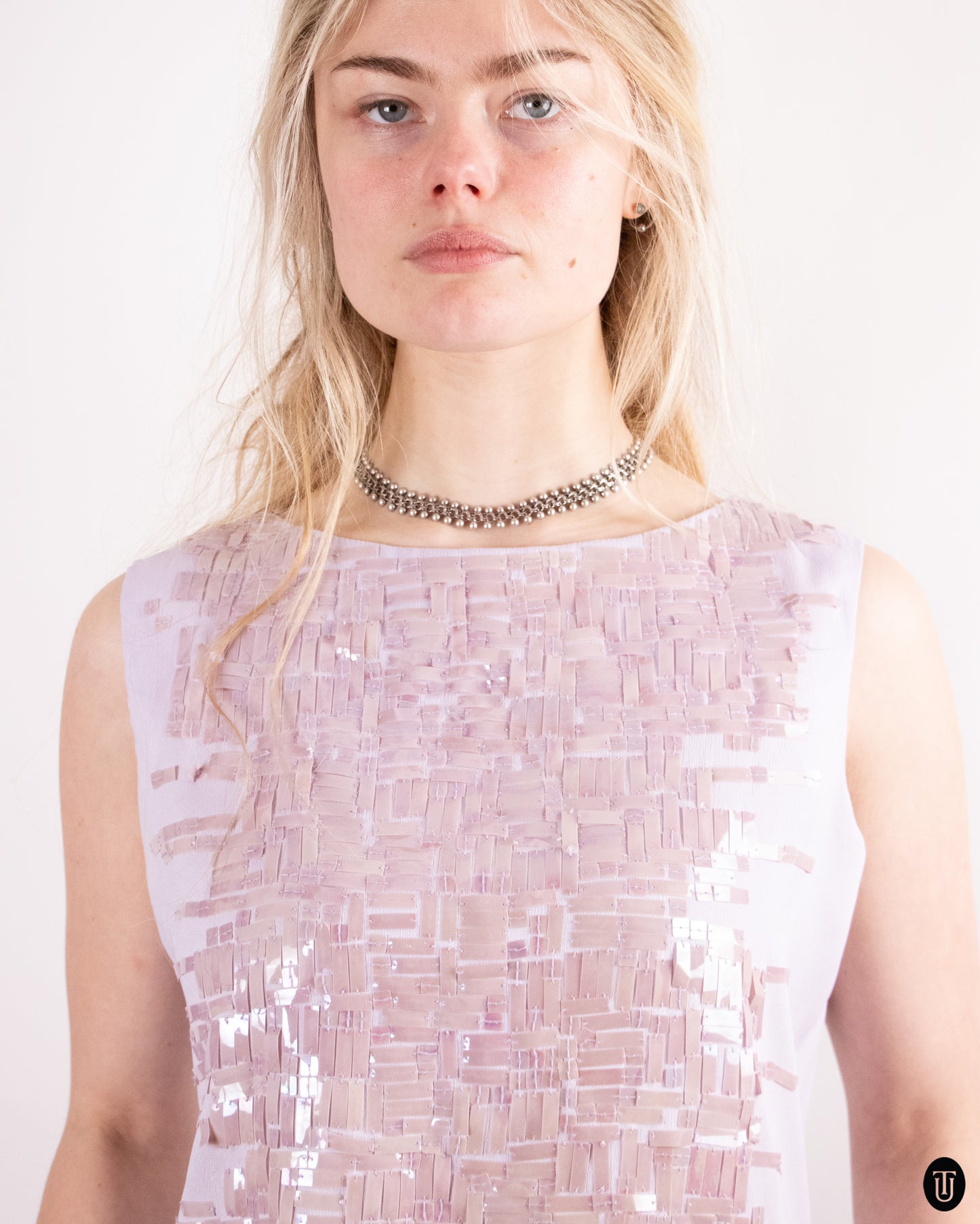 00's Gianfranco Ferre Lilac Sequin Top M