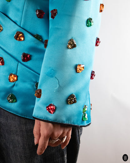 80's Yves Saint Laurent Rive Gauche Gem Stone Blazer L