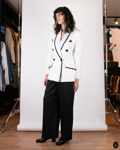 80's Christian Dior White Linen Dinner Jacket M
