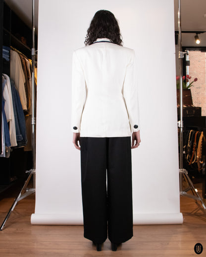 80's Christian Dior White Linen Dinner Jacket M