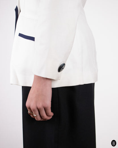 80's Christian Dior White Linen Dinner Jacket M