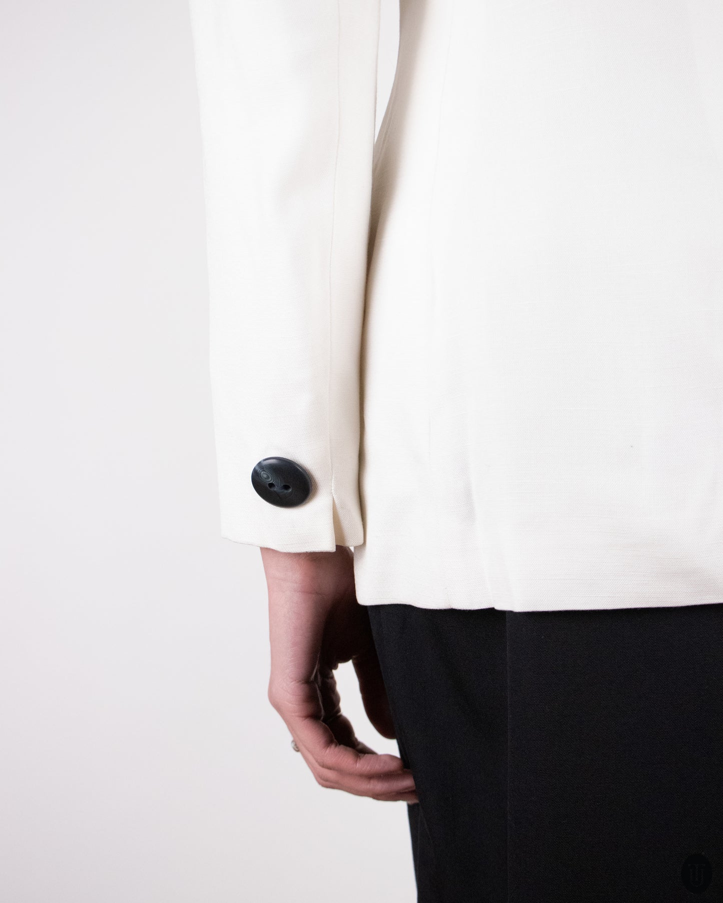 80's Christian Dior White Linen Dinner Jacket M