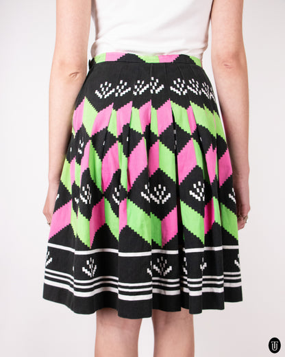 70's Lanvin Pleated Cotton Skirt S