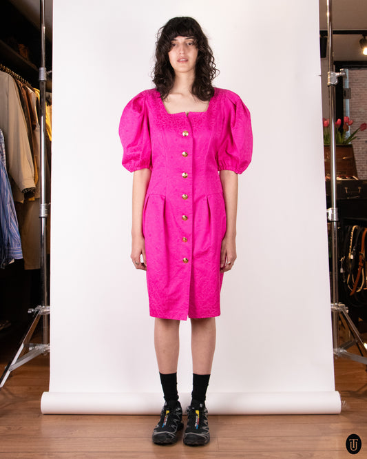 70's Guy Laroche Pink Statement Dress L