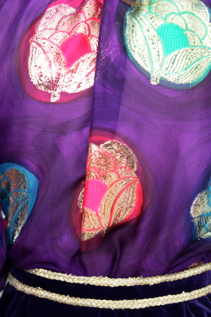 70's Couture Lurex & Velvet Ensemble L