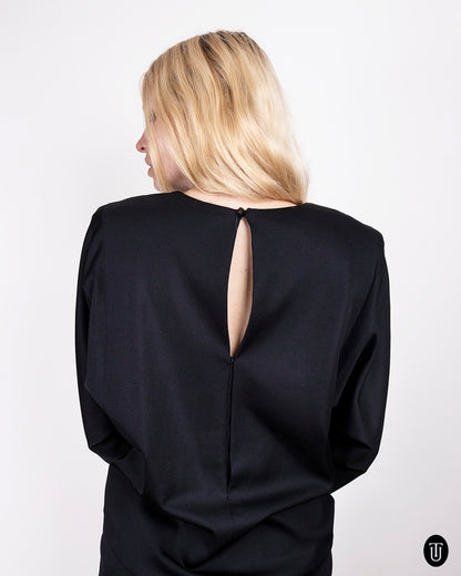 80's Yves Saint Laurent Black Sack Dress S