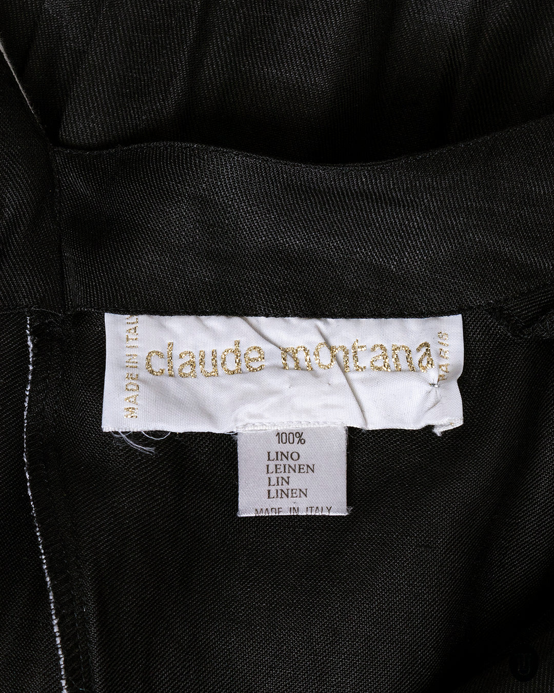 80s Claude Montana Black and White Linen Dress M