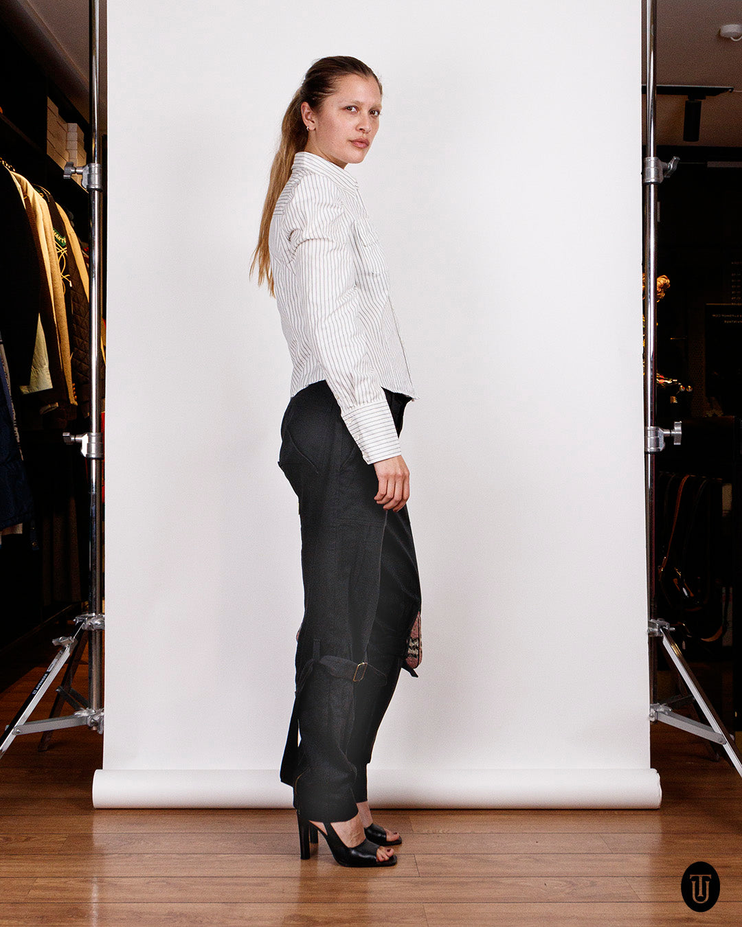 1990s Vivienne Westwood cotton black bondage pants S