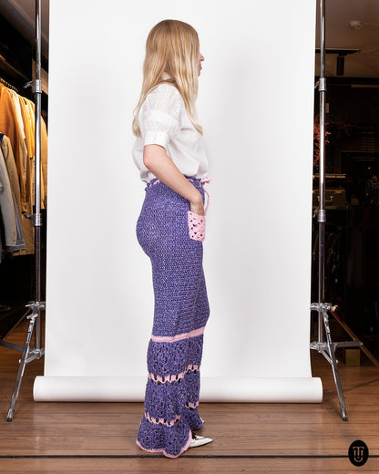 70's Crochet Bell-Bottom Trousers M
