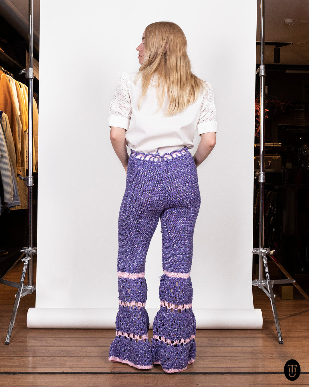 70's Crochet Bell-Bottom Trousers M
