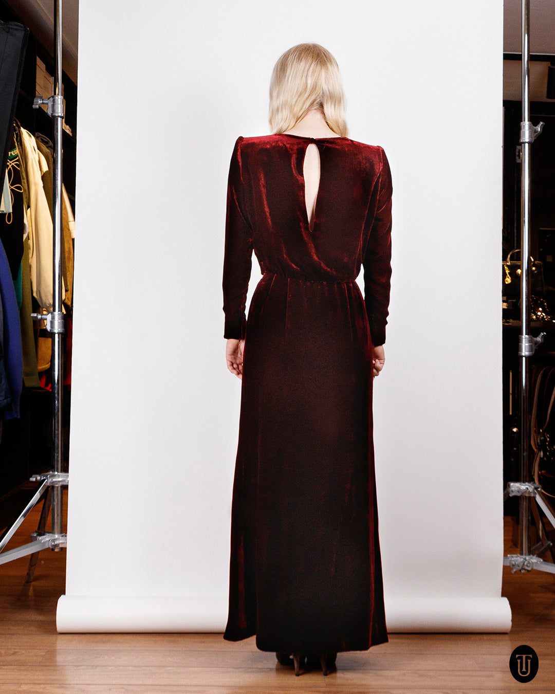 1980s YSL Haute Couture Silk and Velvet Dress S