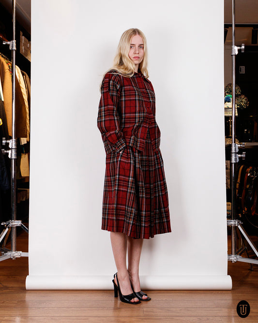 80's Yves Saint Laurent Rive Gauche Wool Tartan Skirt Suit S
