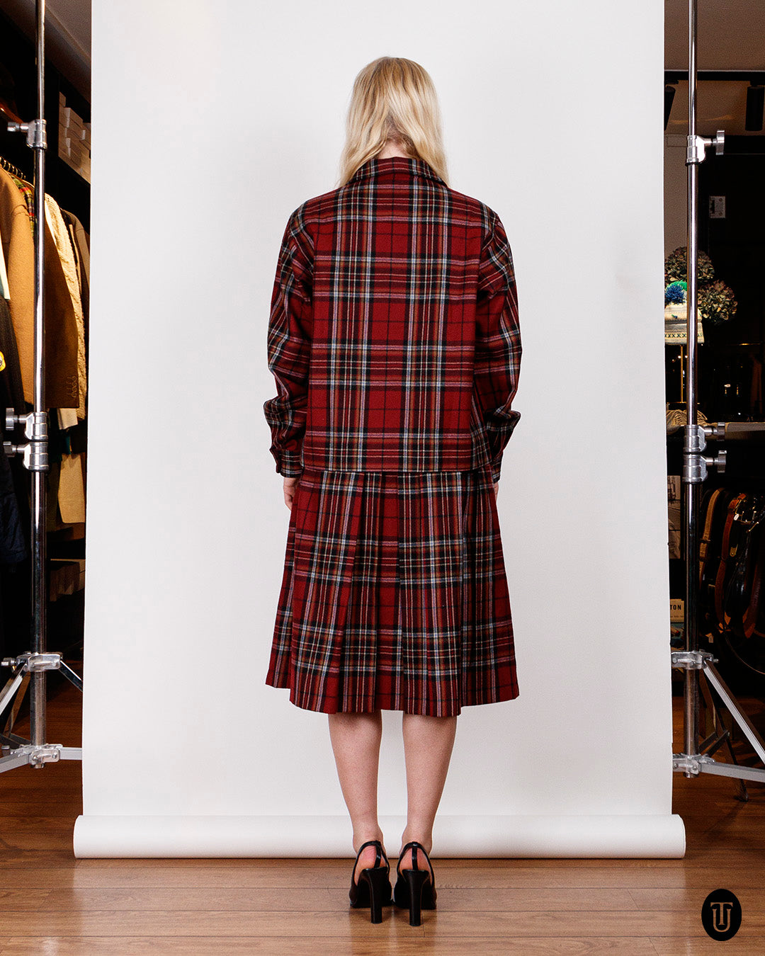 80's Yves Saint Laurent Rive Gauche Wool Tartan Skirt Suit S