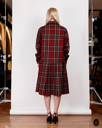 80's Yves Saint Laurent Rive Gauche Wool Tartan Skirt Suit S