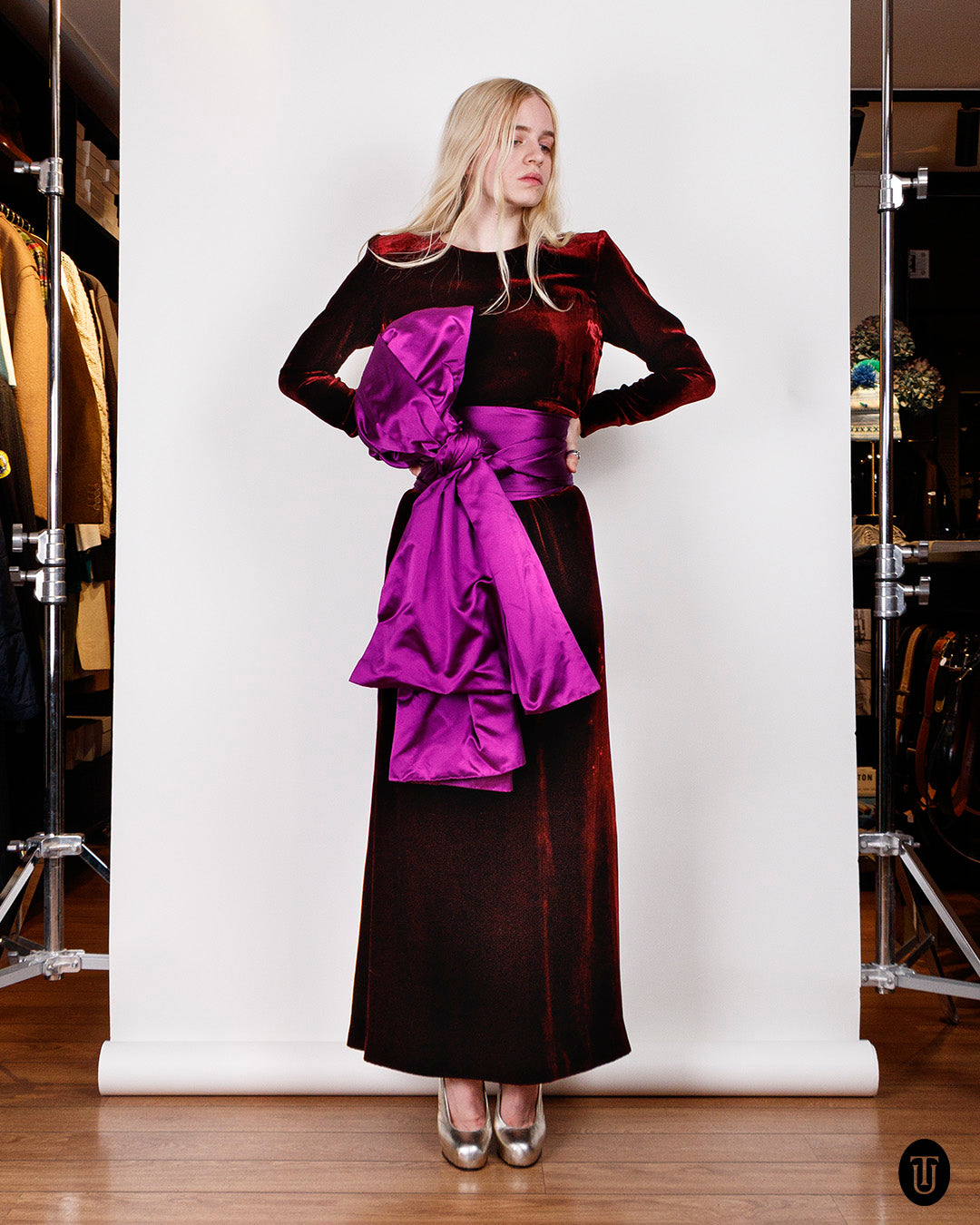 1980s YSL Haute Couture Silk and Velvet Dress S