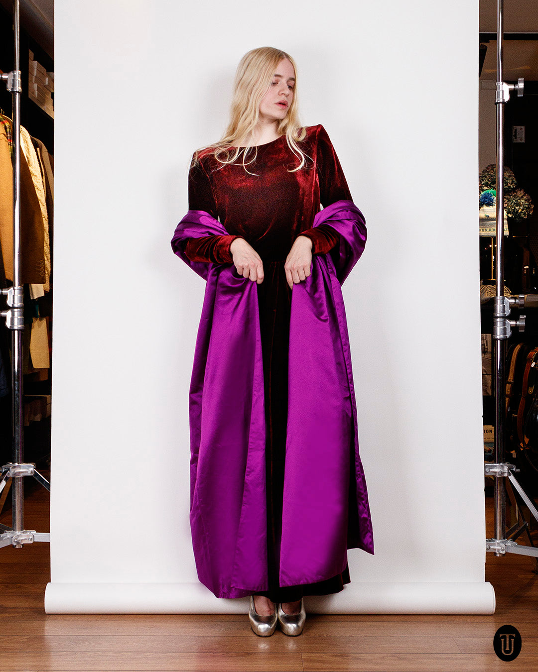 1980s YSL Haute Couture Silk and Velvet Dress S