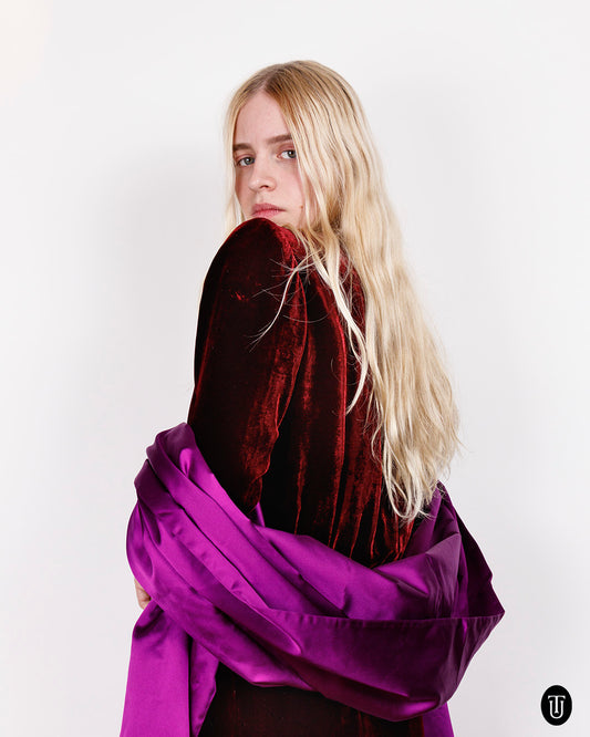 1980s YSL Haute Couture Silk and Velvet Dress S