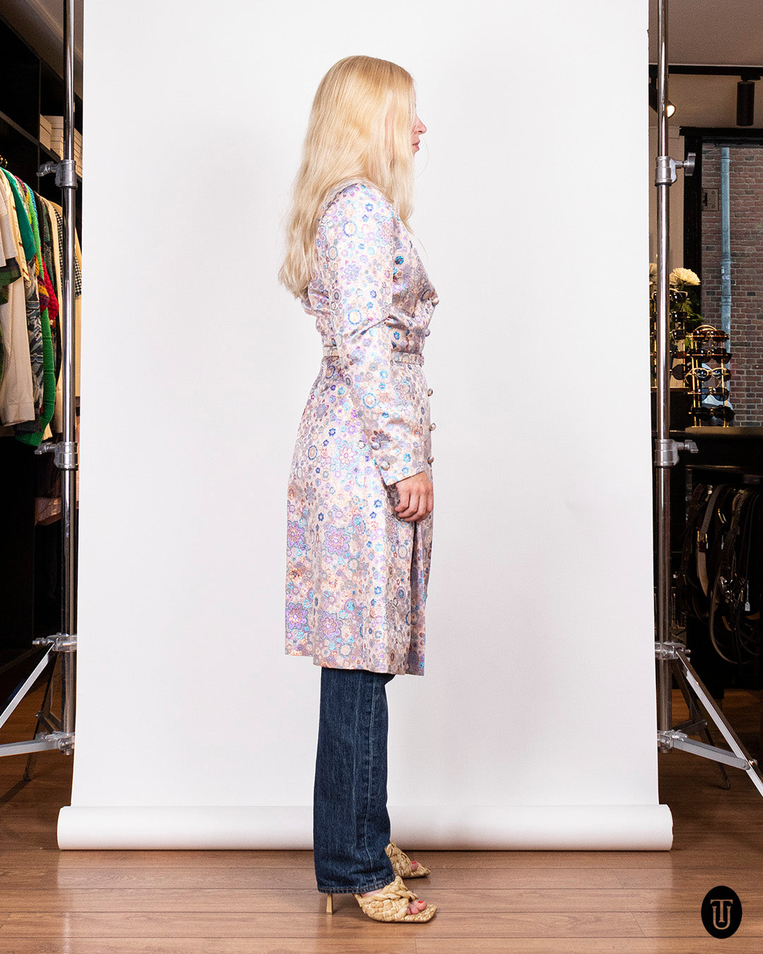 A 60s Jean Patou metallic brocade coat dress S