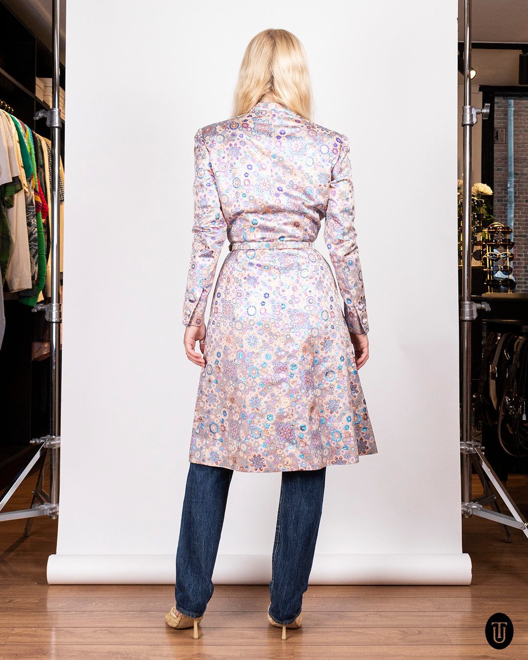 A 60s Jean Patou metallic brocade coat dress S